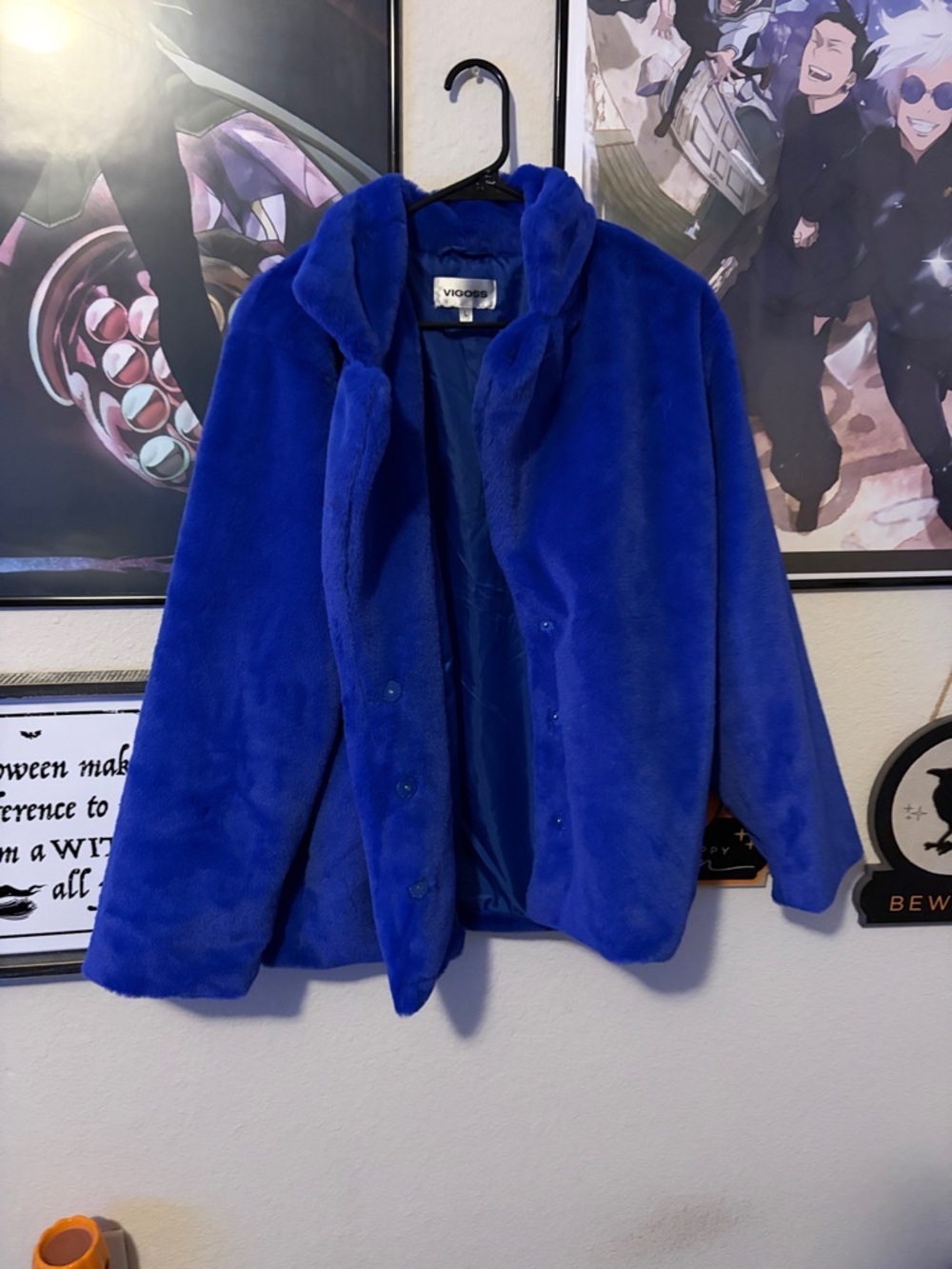 Sold 💢Vigoss Electric Blue Faux Fur Coat